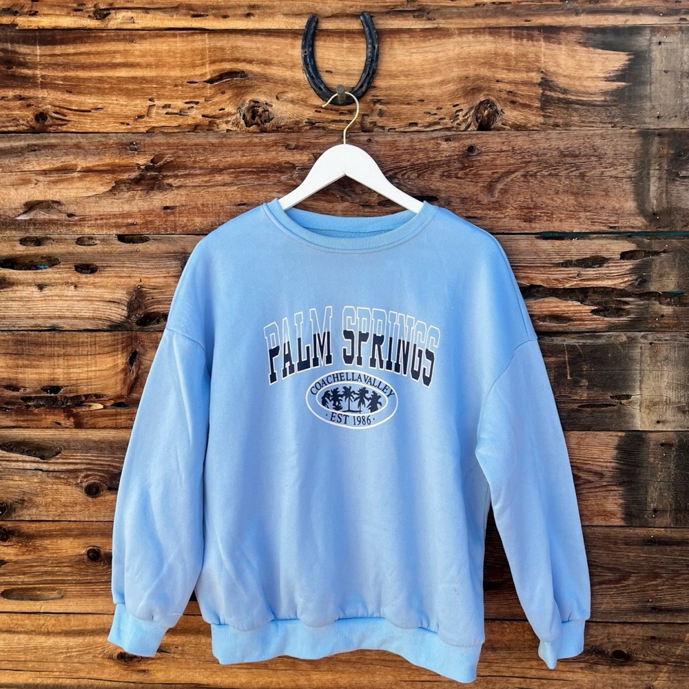 SHEIN | Palm Springs Coachella Light Blue Sweatshirt S